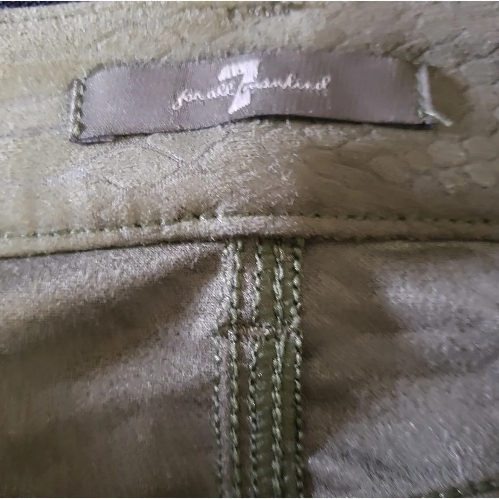 7 For All Mankind Suede Snakeskin‎ Olive Green Women’s 27 - Picture 3 of 7